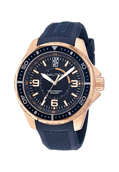 Nautica Koh May Bay Quartz Analog Marine Kleur Kast: 100 % Roestvrij Staal | Band: 100 % Siliconen 46 mm NAPKMF307, NAPKMF302, NAPKMF305