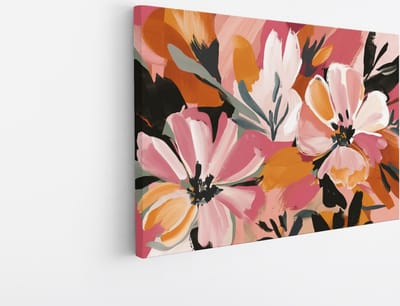 Saammp Canvas Schilderij - Abstracte Bloemen Kunst - Natuur - Abstract - 45x30 - Foto op canvas - Wanddecoratie - Muurdecoratie Woonkamer - Kantoor Decoratie