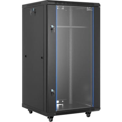 VEVOR 22u Netwerkkast, 600 Mm Diep, Max. Draagvermogen 136 Kg, Serverkast Rackbehuizing Met Afsluitbare Gehard Glazen Deur, Zijpanelen, Serverrack voor It-Apparatuur, Audiovisuele Apparatuur