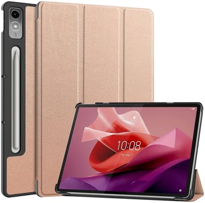 Tablet Hoes Geschikt voor Lenovo Tab P12 | Book Case met Standaard | Kunstlederen Beschermhoes | Tri-fold | Goud