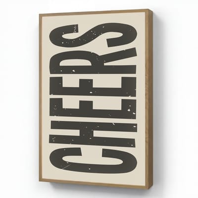 Wandlamp 60x90 cm - Oplaadbaar - Cheers - Japandi - Zwart - Letters - Wandlampen binnen woonkamer - Slaapkamer lamp - Decoratieve nachtlamp - Vloerlamp draadloos
