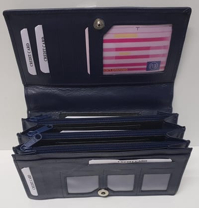 Dames overslag Harmonica - Huishoud portemonnee XXL Navy