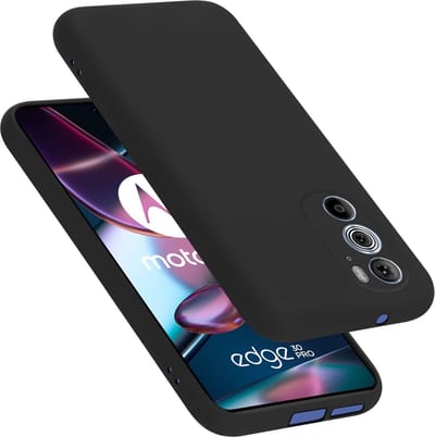 Cadorabo Hoesje geschikt voor Motorola EDGE 30 PRO / EDGE+ in LIQUID ZWART - Beschermhoes gemaakt van flexibel TPU silicone Case Cover