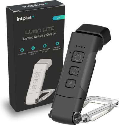 intplus+ Luma Lite Leeslamp met Klem - Dimbaar LED - 80 uur batterijduur - Draaibaar & Oplaadbaar - Ideaal voor Boeken, E-readers en Nachtlampje - Zwart