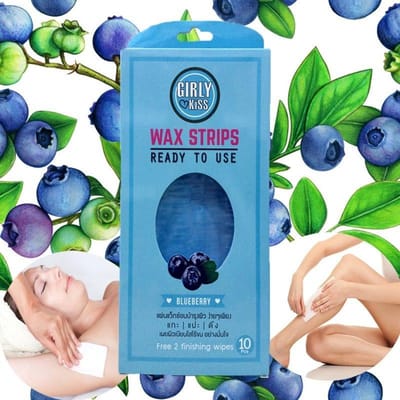 Girly Kiss 10 Cold Wax Strips, klaar voor gebruik met bosbessen-aloë vera en vitamine E - hydraterend en verzachtend