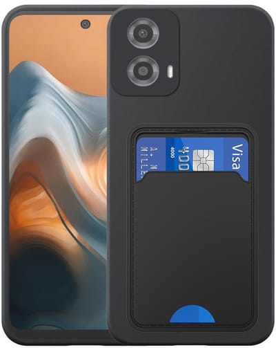 Geschikt voor Motorola Moto G34 / G45 Telefoonhoesje met TPU Pasjeshouder - Flexible Back Cover Case Siliconen TPU with Cardslot - Zwart - Smartphonica geschikt voor Motorola Moto G34;Motorola Moto G45