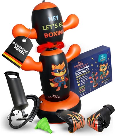 Opblaasbare Kinder Bokszak set met Bokshandschoenen - Voor Jongens en Meisjes Vanaf 4 Jaar