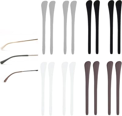 Allecto Plus - Siliconen Antislip Bril Pootuiteinden Accessoires - 8 Paar - Bril Antislip Band - 4 Kleuren - Voorkom Afglijden van Bril