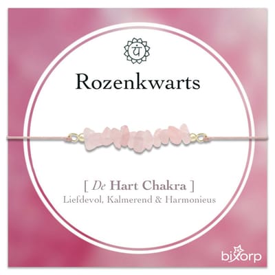 Bixorp Rozenkwarts Chakra Armband - Edelsteen Armband aan Koord - tot 22cm verstelbaar