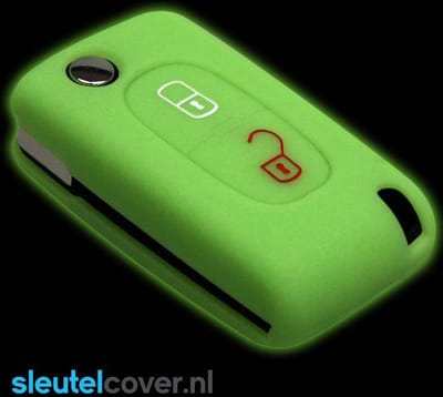 Autosleutel Hoesje geschikt voor Citroën - SleutelCover - Silicone Autosleutel Cover - Sleutelhoesje Glow in the dark / Lichtgevend