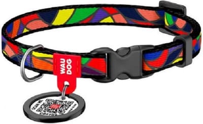 WAUDOG Vitrage Halsband / Hondenhalsband - Nylon - Multi Colour - Gratis QR-tag - XS - Nekomtrek: 20 - 30 cm (GELIEVE ALVORENS BESTELLEN OPMETEN)
