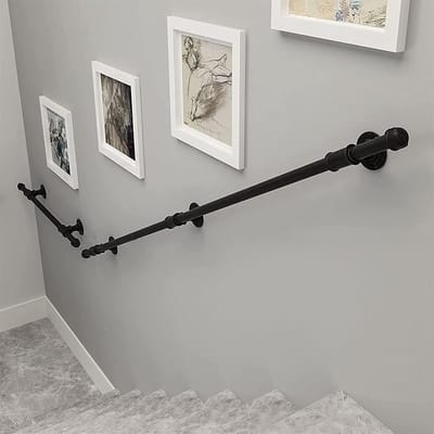 Trapleuning - Wandmontage leuning - Veilig traplopen - Industrieel smeedijzer - 120 cm - Zwart