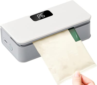 VHV-Zakjes sealer - Sealapparaat - Mini sealer - Handmatige sealer - Magnetisch - Met ingebouwd mesje - 6 warmtestanden - Voor chipszakjes en vershouden - Keukenaccessoires - Wit