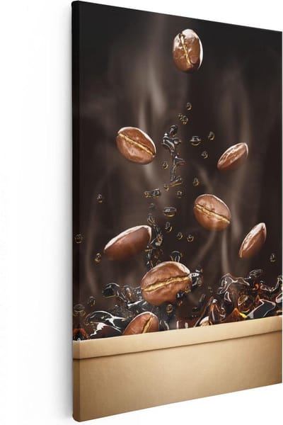 Artaza Canvas Schilderij Koffiebonen - 20x30 cm - Klein - Keuken Wanddecoratie - Muurdecoratie Stilleven - Kamer Accessoires