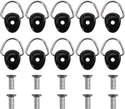 D-Ringen Spanankers - Bevestigingshaken Vrachtruimte - Vastzetten Bagage - Roestvrij Staal ABS - 10 stuks - Zwart