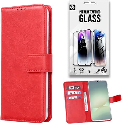 HB Hoesje Geschikt voor Motorola Moto G Stylus Rood - Portemonnee Book Case - Kaarthouder & Glazen Screenprotector