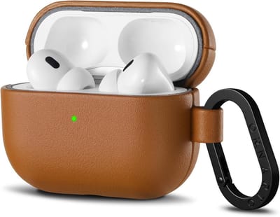Elegante Leren Beschermhoes voor AirPods Pro 2e Generatie met Karabijnhaak
