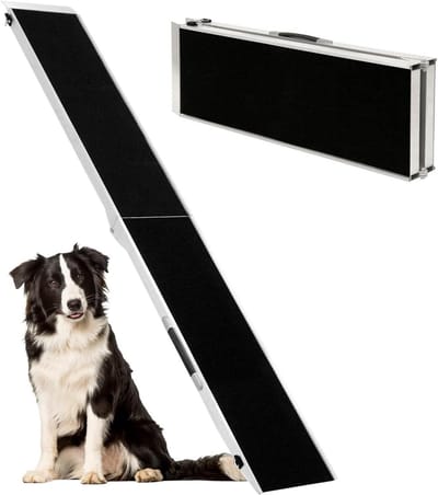 Hondenloopplank Auto - Hondenhelling Oprijplaat - Hond Veilig Instappen - Antislip Oppervlak - 213 cm - Zwart