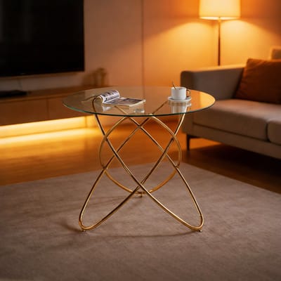 STILVORA Eettafel - Modern Ruimtebesparend Ontwerp - Voor Keuken En Woonkamer - Glas En Metaal - Goud