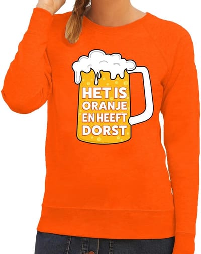 Het is oranje en heeft dorst sweater / trui oranje dames - tekst trui voor dames - oranje kleding XS