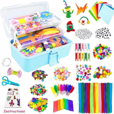 3000 stuks knutselsets voor kinderen DIY kunst- en knutselbenodigdheden set met pijpenragers knutseldoos kleuterschool thuisonderwijs speelgoed cadeau voor kinderen jongens en meisjes