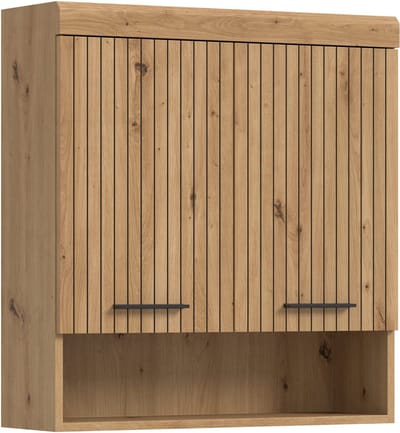 Hoge kast met 2 deuren - Moderne opbergkast voor badkamer of woonkamer - Zwart - 74x79x24cm