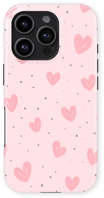 Tough Hoesje met Hartjes geschikt voor iPhone 16 Pro | Little Love Tough Case Geschikt voor Mag | Hartjes Print Backcover geschikt voor iPhone 16 Pro Pink Blush