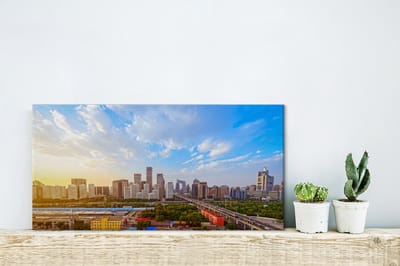 Canvas Schilderij Zonsopkomst in Beijing - 30x20 cm - Wanddecoratie