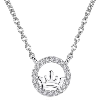 S925 Sterling Zilveren Kroon Ketting voor Vrouwelijke Minderheid Koude Wind Eenvoudige Zirkoon Hanger Sleutelbeen Choker Om Vriendin Te Sturen white