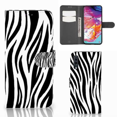 Samsung Galaxy A70 Telefoonhoesje met Pasjes Zebra