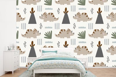 Behang - Fotobehang Jongens - Kinderen - Patroon - Dinosaurus - Breedte 360 cm x hoogte 240 cm