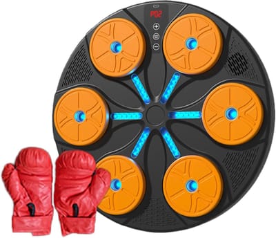 Slimme Boksmachine - Muziek Bokstrainer - Thuis Fitness Workout - Met LED Verlichting - Wandgemonteerd - Oranje