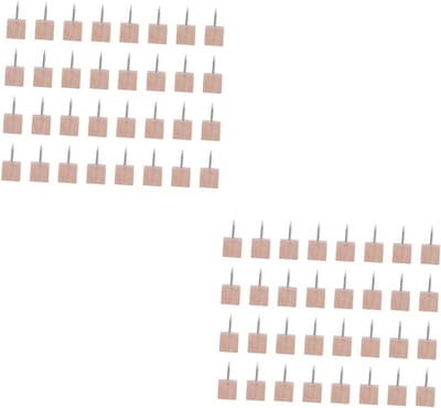 Decoratieve Punaises - Houten Pinnen - Berichten Bevestigen - Vierkante Hoofden - 100 Stuks - Houtkleur