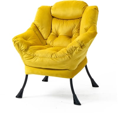 Relaxstoel - Fauteuil met Metalen Frame - Comfortabele Loungestoel - Woonkamer & Slaapkamer - Geel