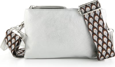 Crossbody Schoudertas Clutch - Imitatie Leer - met Luxe Geweven Schouderband - Zilver