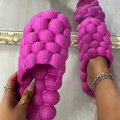 Sandales d'été unisexes pour femmes, pantoufles d'extérieur à bout ouvert, mode créateur, pantoufles amusantes de massage à bulles, chaussures d'été de plage 45-46 purple
