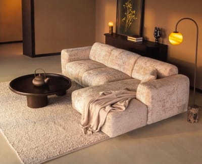 Hoekbank Kiki Cremona 14 - 2-zits arm links + chaise longue arm rechts - 282x165 cm - Beige
