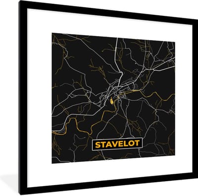 Fotolijst incl. Poster - Stavelot - Kaart - Stadskaart - Goud - Plattegrond - 40x40 cm - Posterlijst
