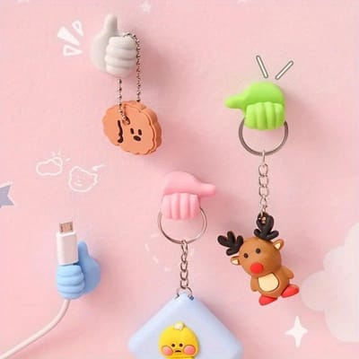 10 pièces Crochets Muraux Pouce en Plastique Poli Premium - Clips Adhésifs Polyvalents pour Câbles de Données, Écouteurs et Clés - Idéal pour l'Organisation de Bureau 10pcs
