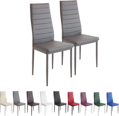 MILANO Eetkamerstoelen in Set van 2, Grijs - Gestoffeerde stoel met kunstleer bekleding - Modern stijlvol design aan de eettafel - Keukenstoel of eetkamerstoel met hoog draagvermogen tot 110kg