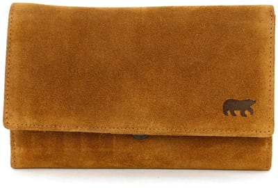 Bear Design Sweety XL Suede Leren Overslagportemonnee - Cognac