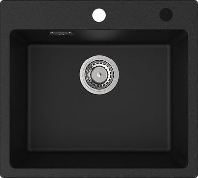 CECIPA max Spoelbak Antraciet 50x45CM - Spoelbakken met Kraangat - Granieten Spoelbakken Keuken - Enkele Spoelbak - Spoelbakken Incl. Sifon en Afvoerzeefje