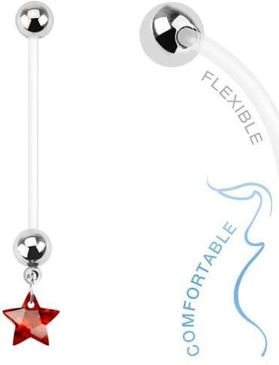 Fako Bijoux® - Zwangerschapspiercing - Ster - Rood