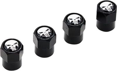 Waledano® 4 Stuks Ventieldopjes - Ventiel - Wit - Autoventieldoppen - Punisher - Wiel - Motor - Scooter - Auto - Doodskop - Banden - Metaal - Universele Ventieldoppen - Banden Accessoires