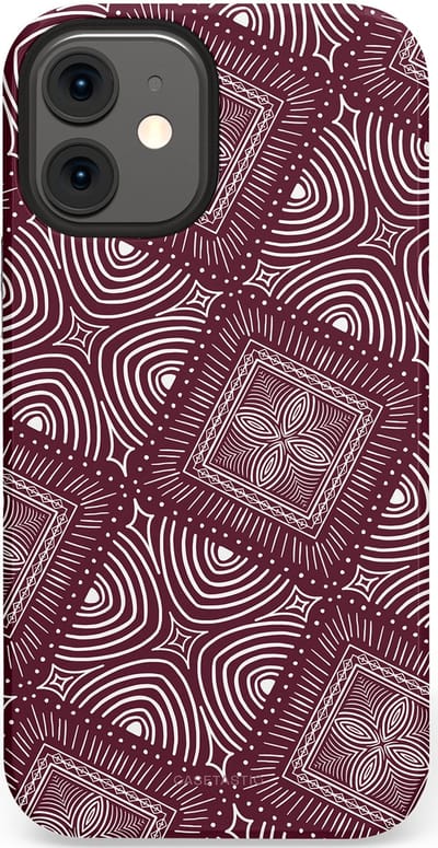 Casetastic Hoesje Geschikt voor Apple iPhone 12 Mini - Stijlvolle Beschermende Duo-layer Case - Bohemien Rood Design