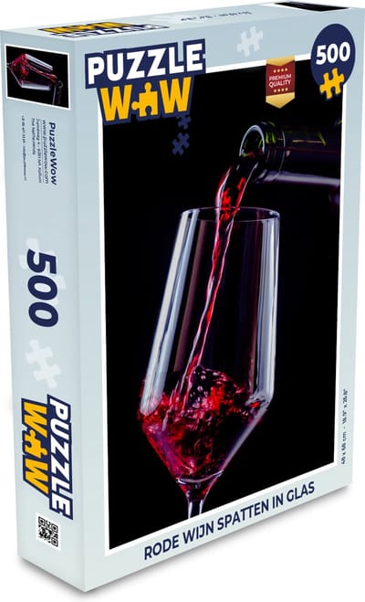 Puzzel Rode wijn ingeschonken in glas - Legpuzzel - Puzzel 500 stukjes