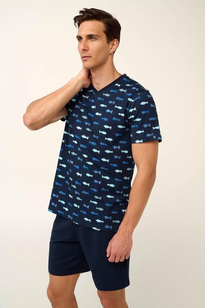 Vamp! Katoenen Pyjama Heren Volwassenen Korte Mouw Korte Broek Shortama Eldoris 22642/180 L
