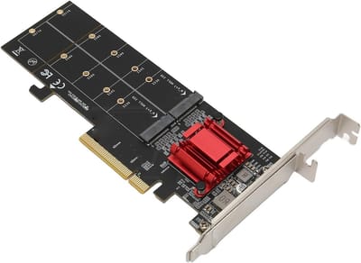 Dual M.2 PCIe NVMe Adapter met Bifurcatie Functie voor SSD's tot 22110 - Ondersteunt 2230, 2242, 2260, 2280 en 22110 Formaten