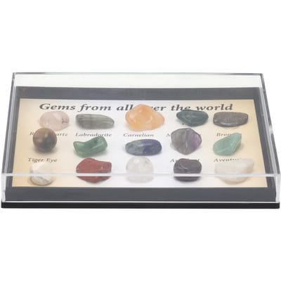 15 Types Pierres Précieuses en Cristal Ornement Coloré Feng Shui Décoration de Méditation pour Collectionneurs gray