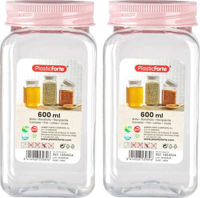 PlasticForte Voorraadpot/bewaarpot - 2x - 600 ml - kunststof - oud roze - B7 x H15 cm